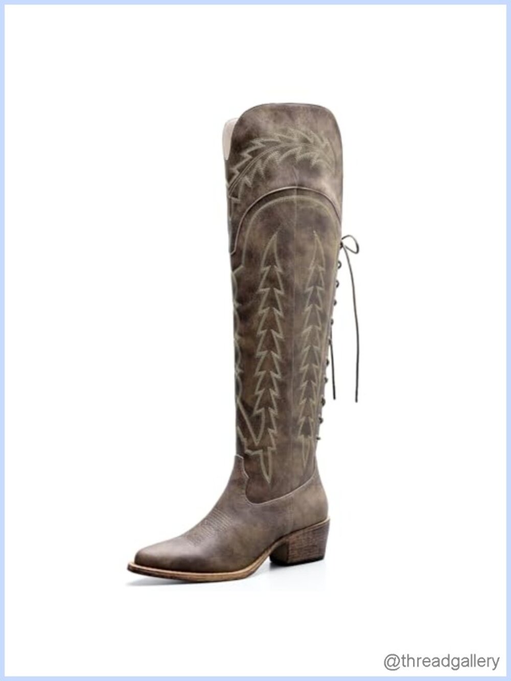 Over The Knee Cowgirl Boots Low Heel Faux Leather Western Women's